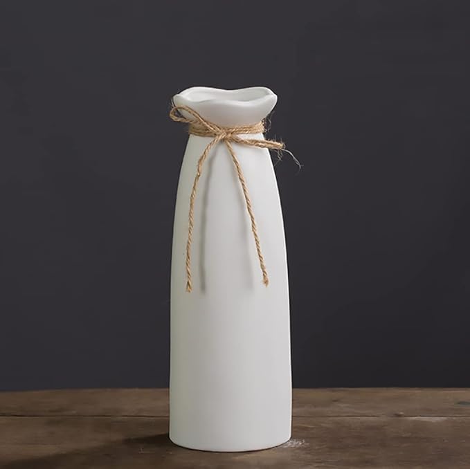 White Ceramic Vase-Flower Vase Dried Flower Vase for Modern Home Decor, Fit for Foyer Living Room Fireplace Bedroom Kitchen,Decent Gift, 8.27" H