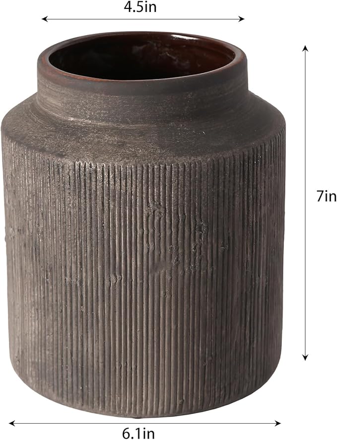 Rustic Vases for Home Decor. Ceramic Vase for Dining Table Decor. Terracotta Decorative Vase 6.1IN