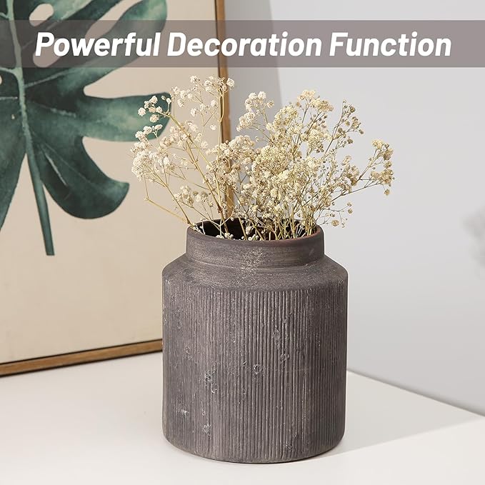 Rustic Vases for Home Decor. Ceramic Vase for Dining Table Decor. Terracotta Decorative Vase 6.1IN