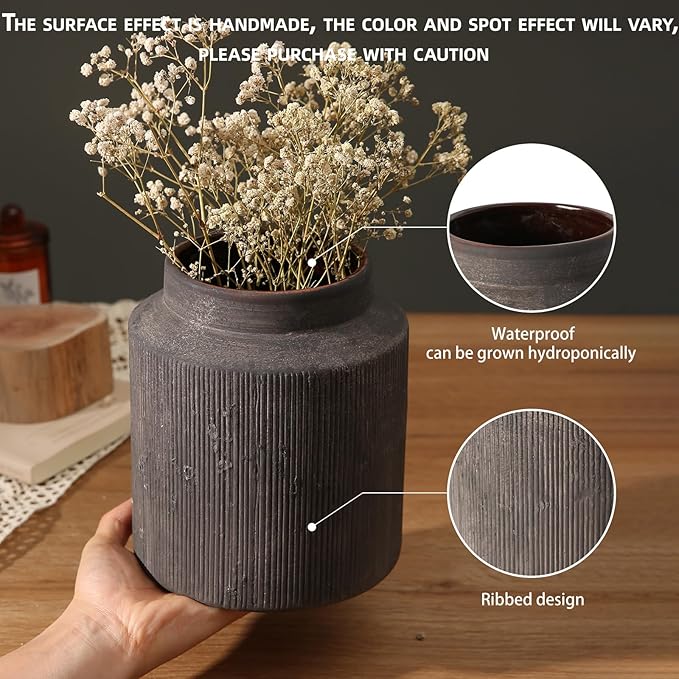 Rustic Vases for Home Decor. Ceramic Vase for Dining Table Decor. Terracotta Decorative Vase 6.1IN