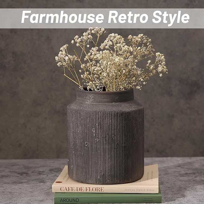 Rustic Vases for Home Decor. Ceramic Vase for Dining Table Decor. Terracotta Decorative Vase 6.1IN