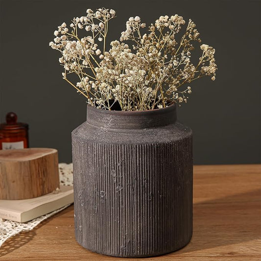 Rustic Vases for Home Decor. Ceramic Vase for Dining Table Decor. Terracotta Decorative Vase 6.1IN